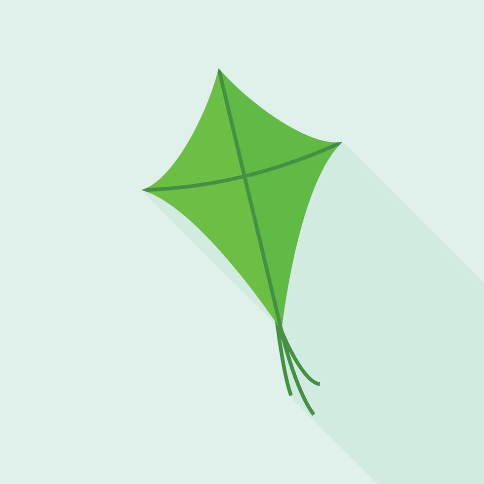 Green color kite icon, flat style vector