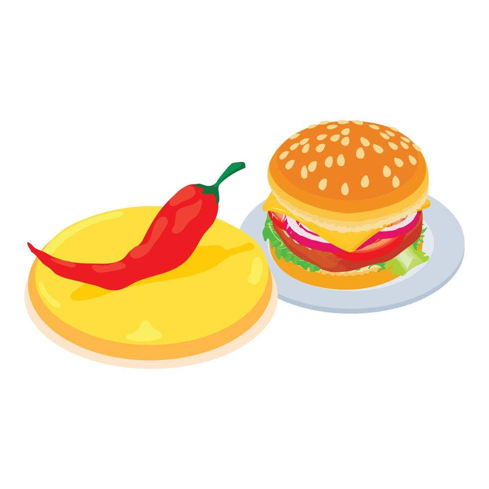 Tasty fastfood icon, isometric style vector