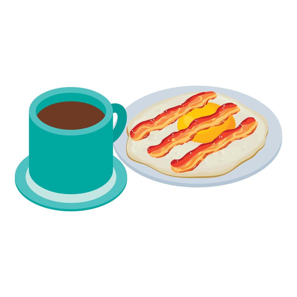 Traditional breakfast icon, isometric style vector