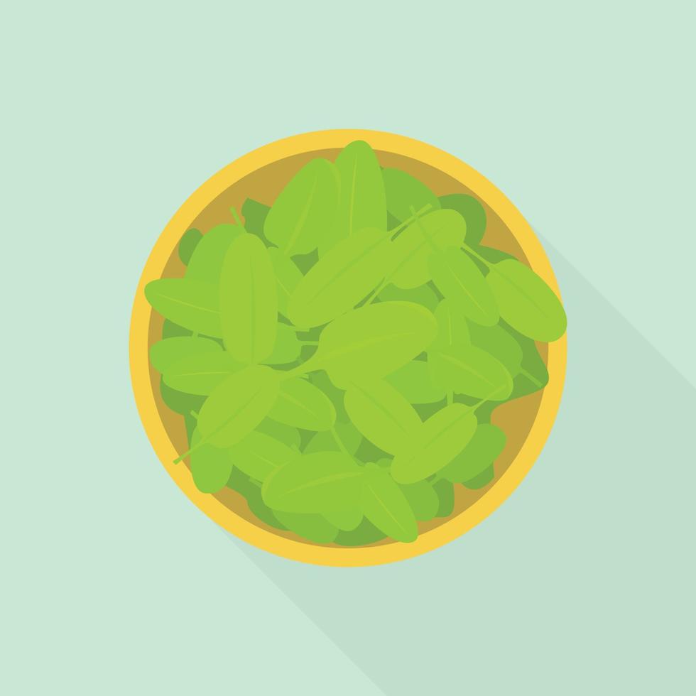 icono de ensalada de espinacas, estilo plano vector