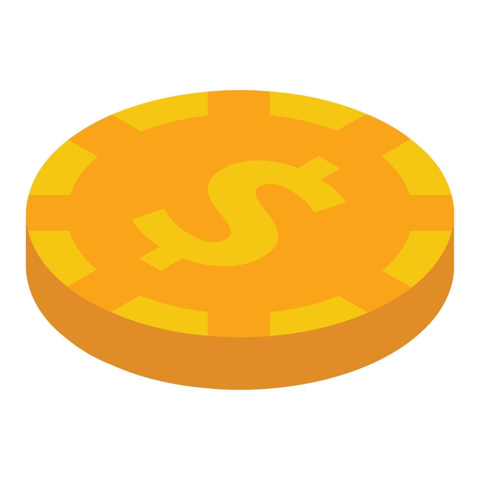 Dollar gold coin icon, isometric style vector