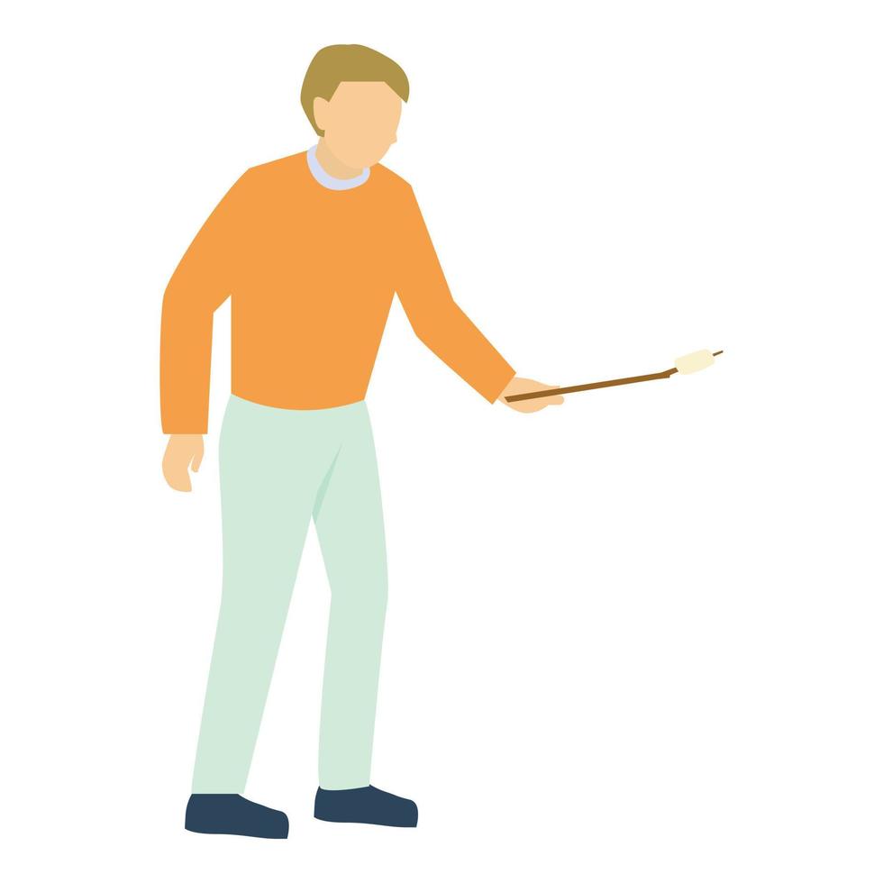 Man with marshmallow icon, flat style vector