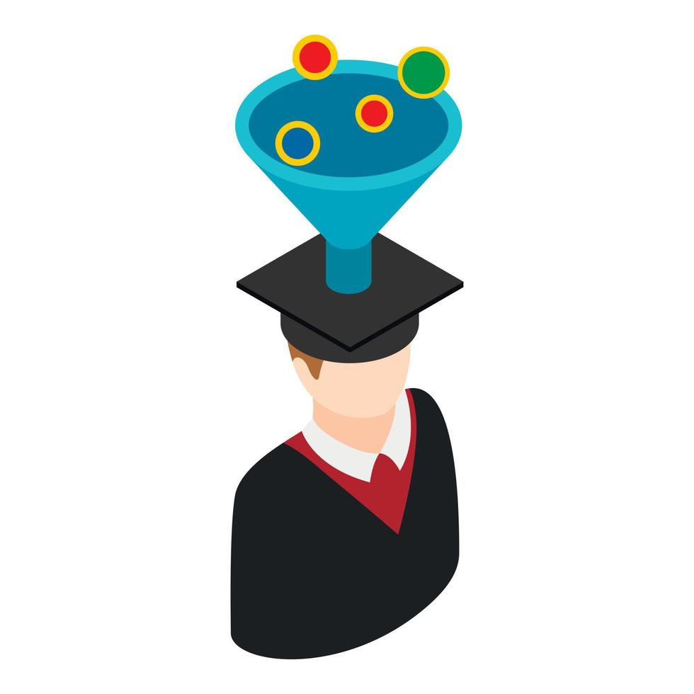 Graduate icon, isometric style vector
