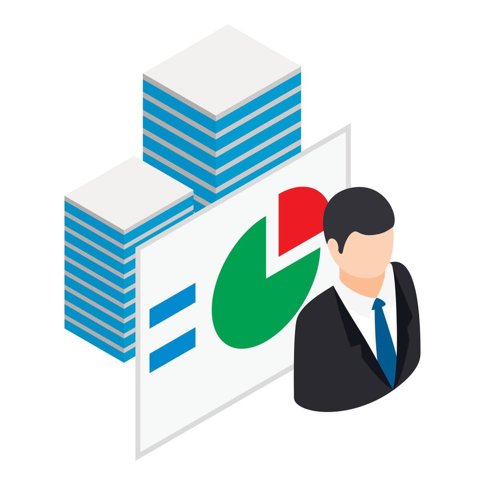 Business analytics icon, isometric style vector