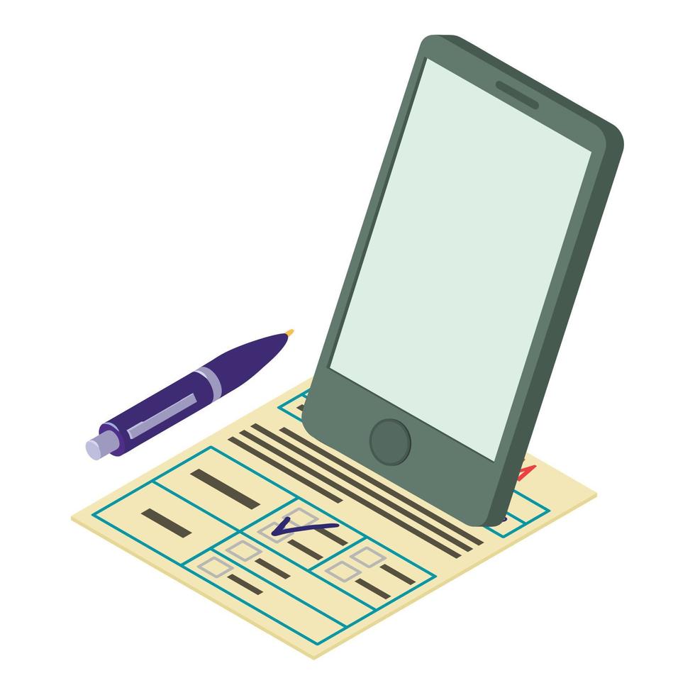 Electronic contract icon, isometric style vector