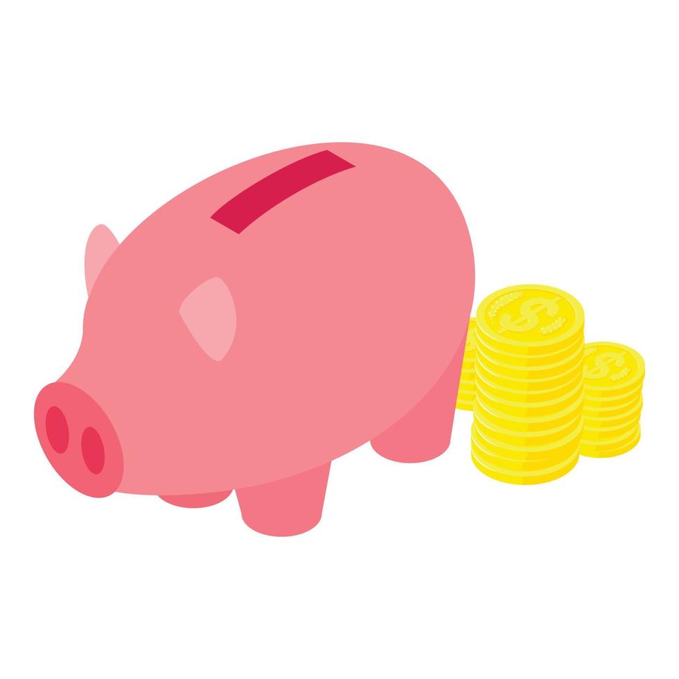 Money saving icon, isometric style vector