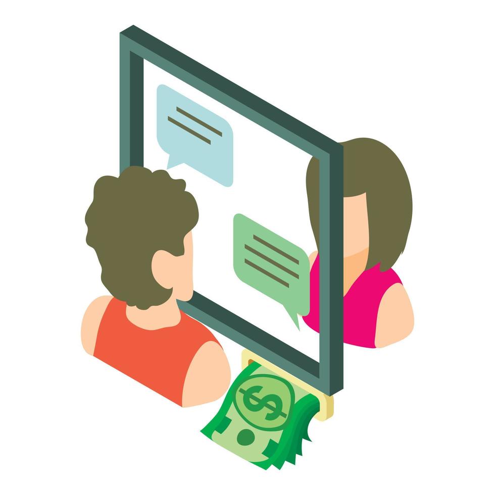 Business communication icon, isometric style vector
