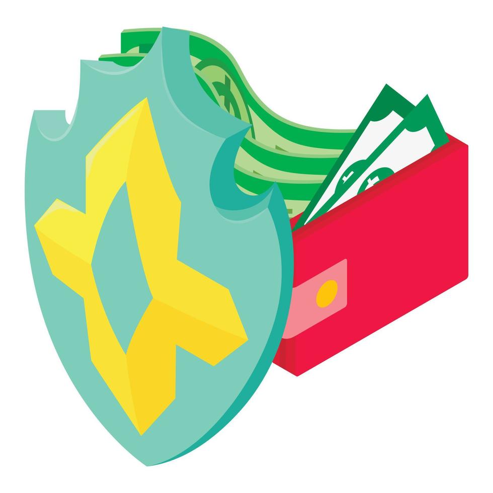 icono de protección financiera, estilo isométrico vector