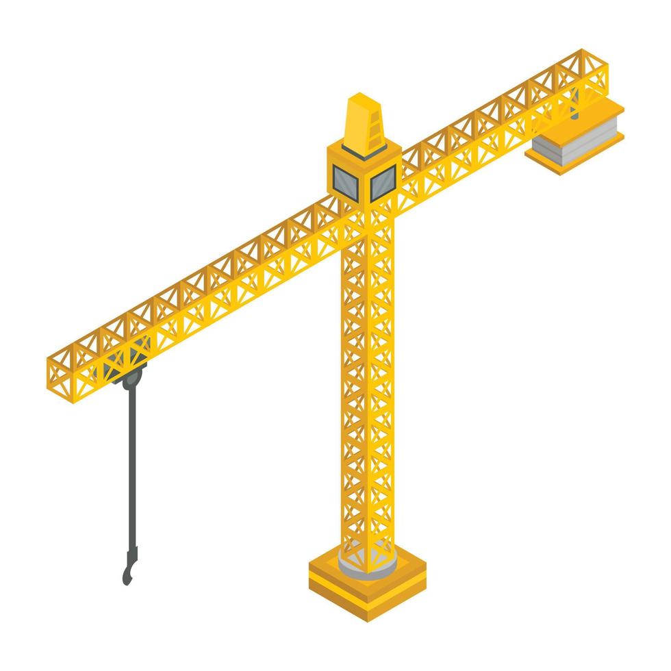 Construction crane icon, isometric style vector