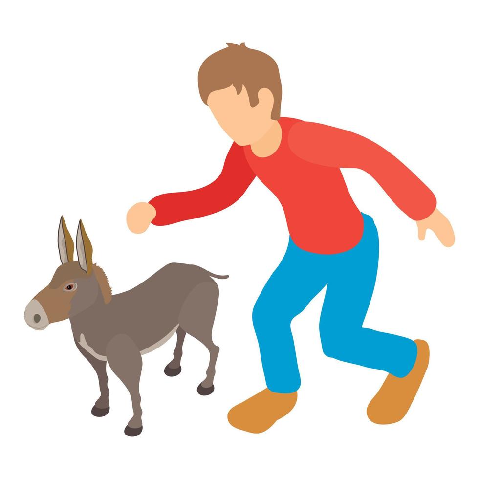 Donkey breeding icon, isometric style vector