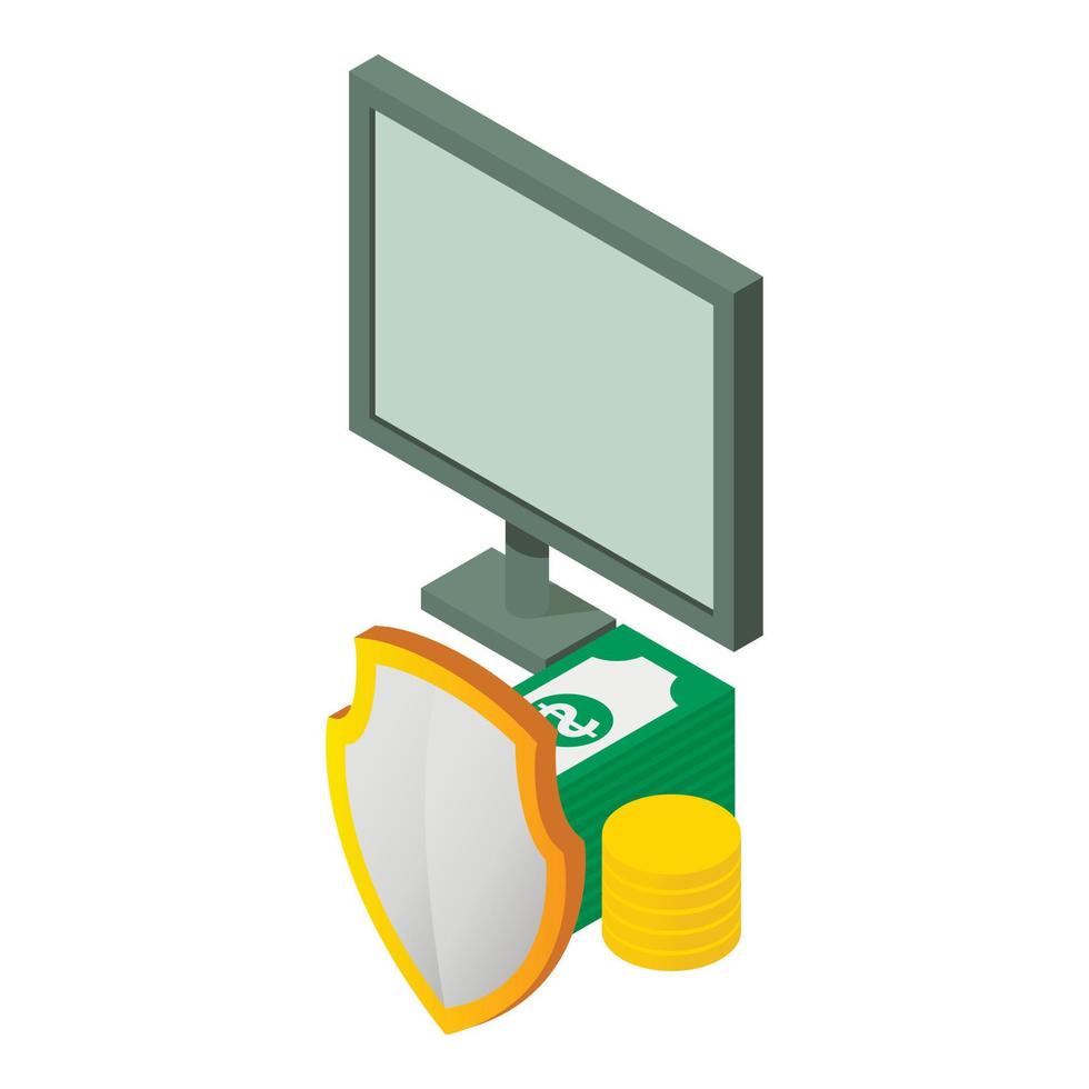 Financial security icon, isometric style vector