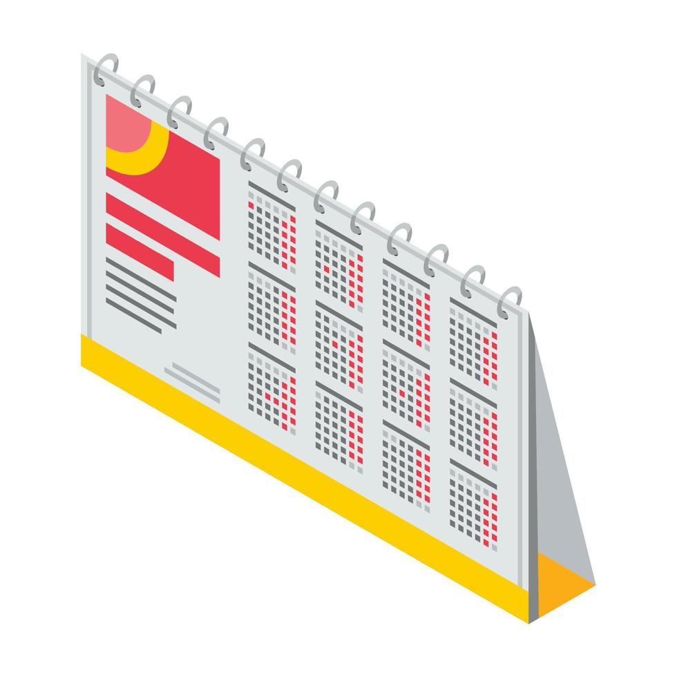 Financial calendar icon, isometric style vector