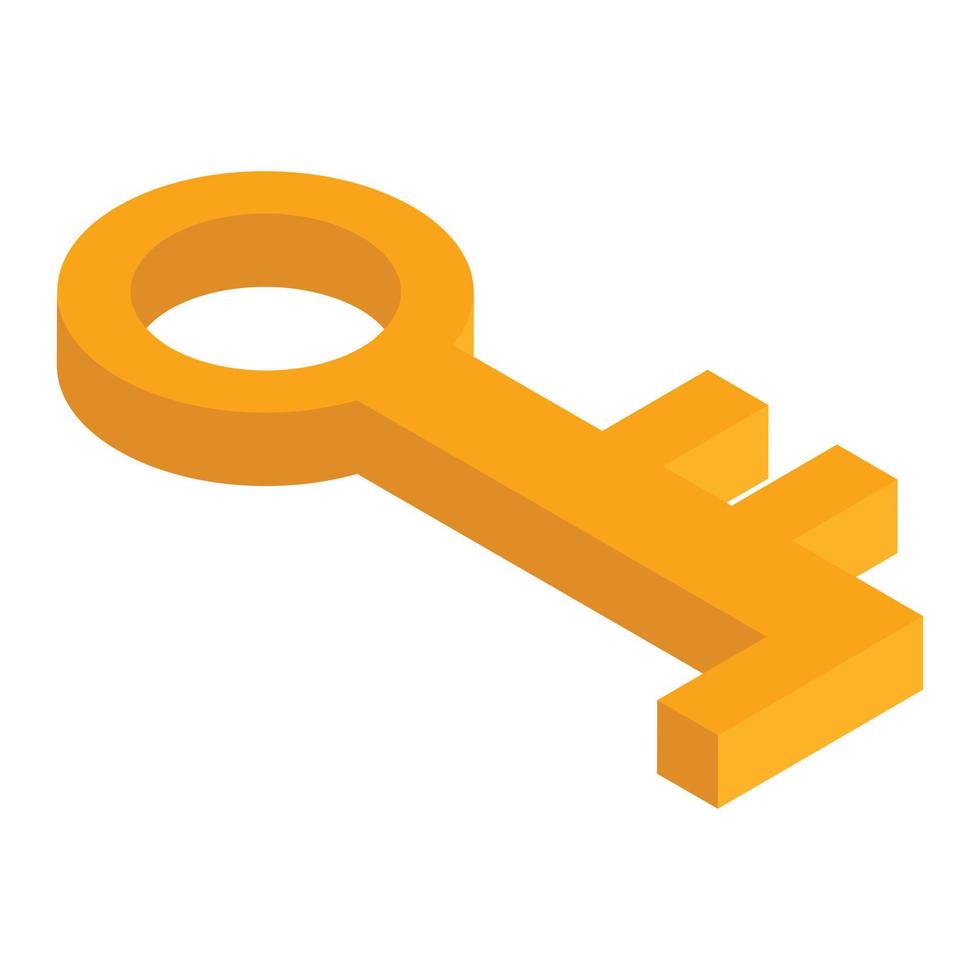 Gold old key icon, isometric style vector