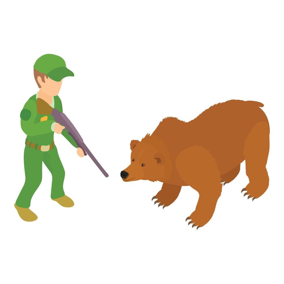 icono de caza forestal, estilo isométrico vector