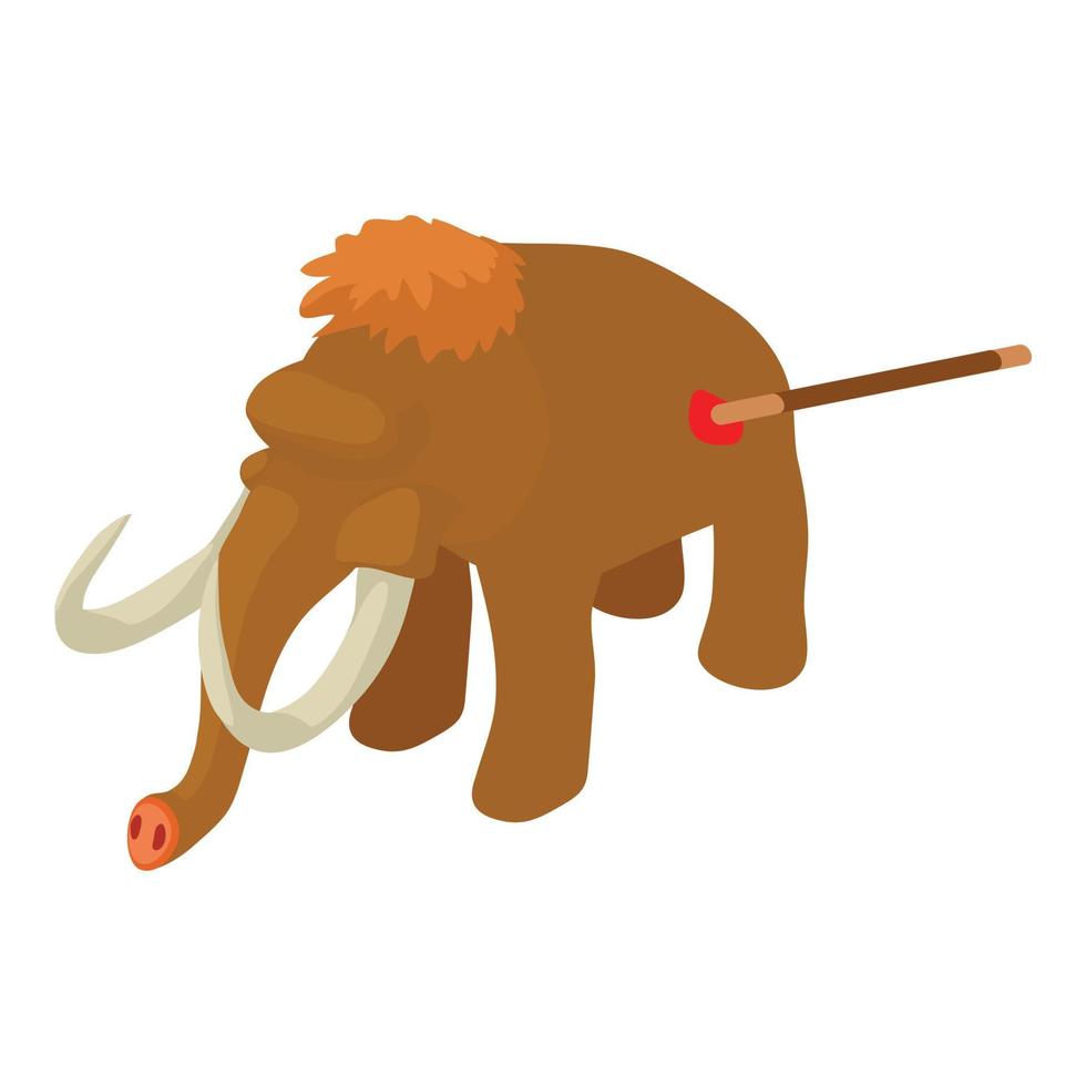 Mammoth hunt icon, isometric style vector