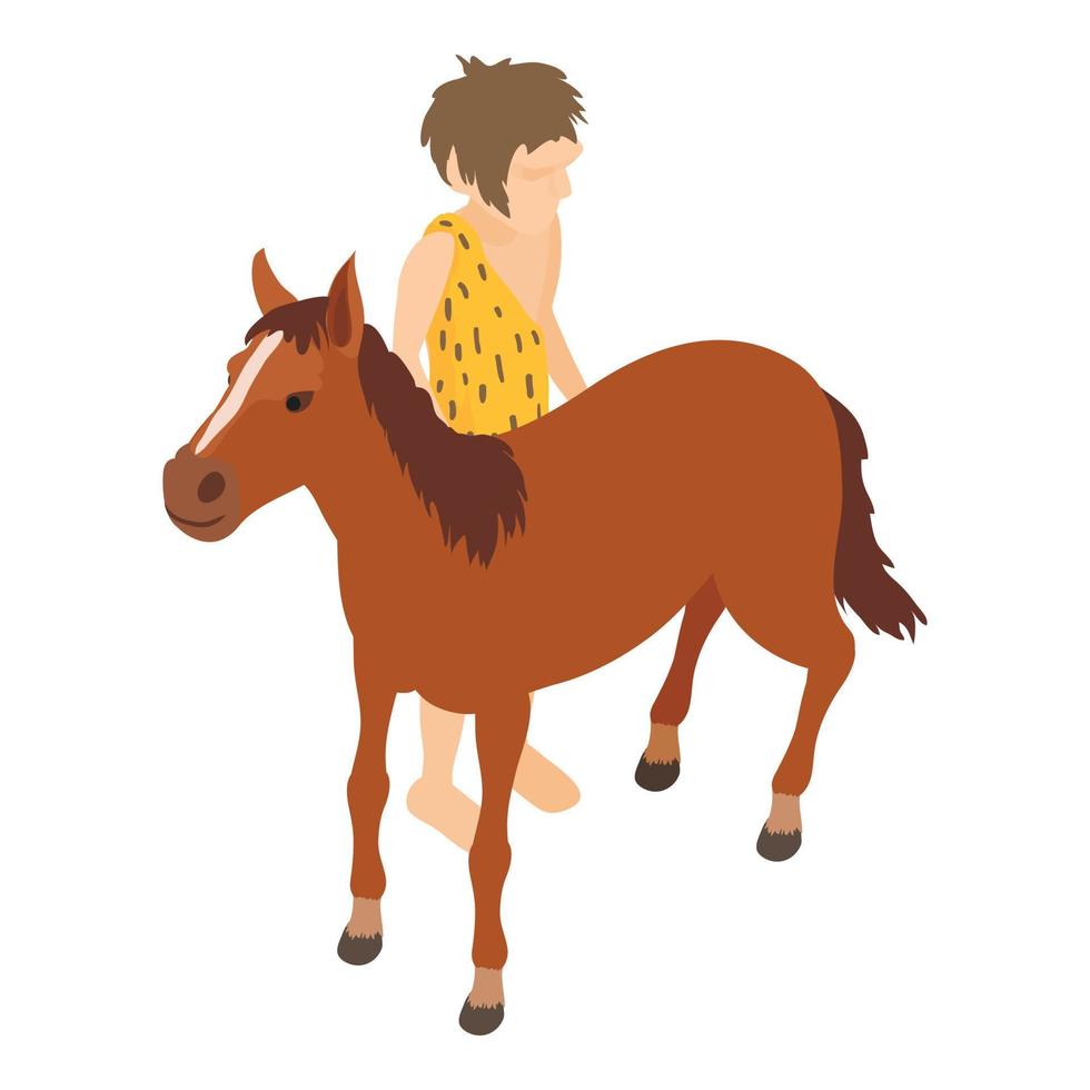 Domestication horse icon, isometric style vector
