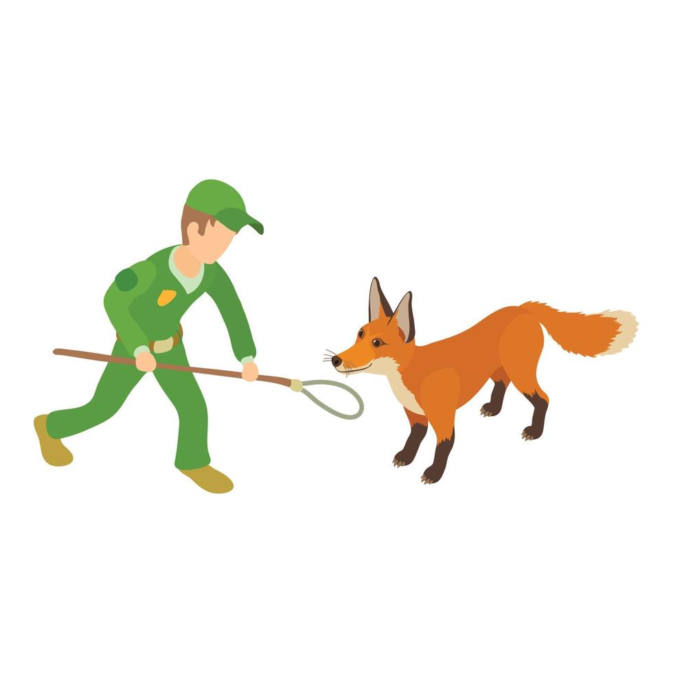 Catching fox icon, isometric style vector