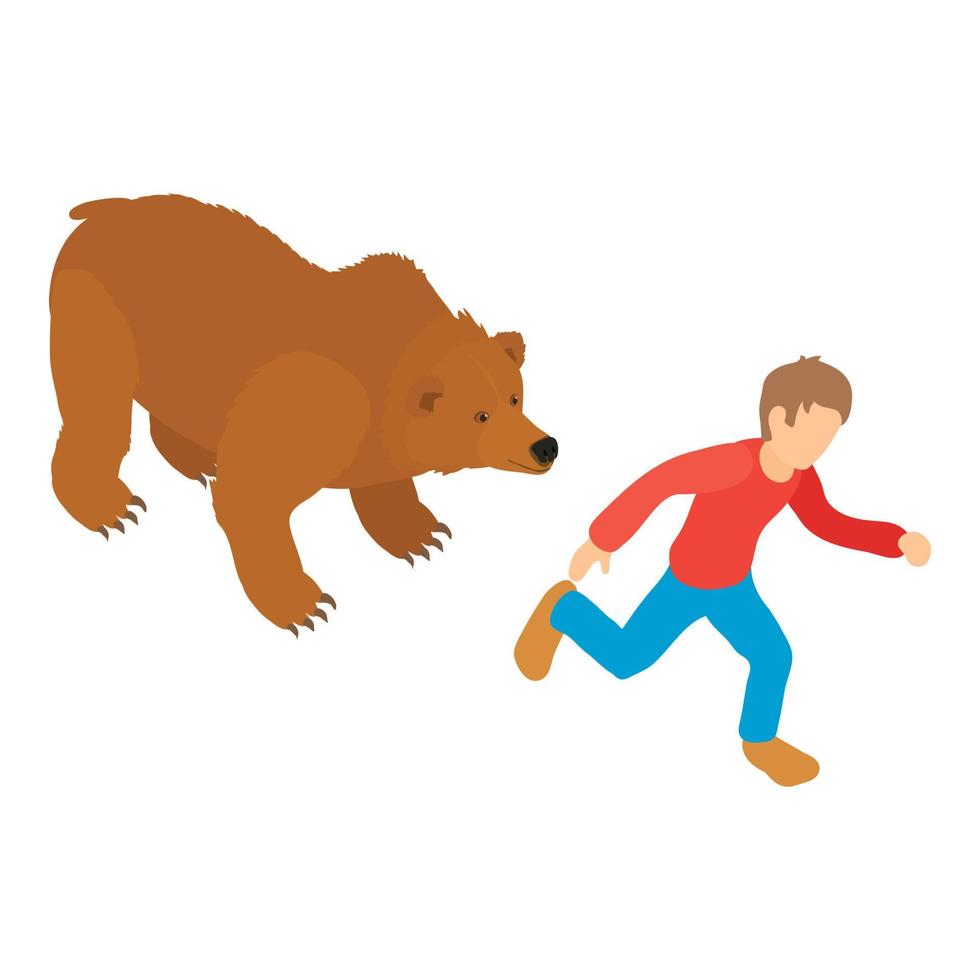 Bear attack icon, isometric style vector