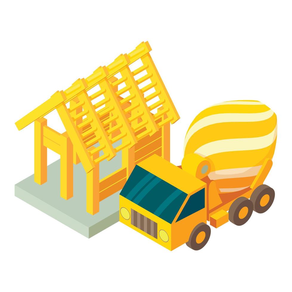 Concreting works icon, isometric style vector