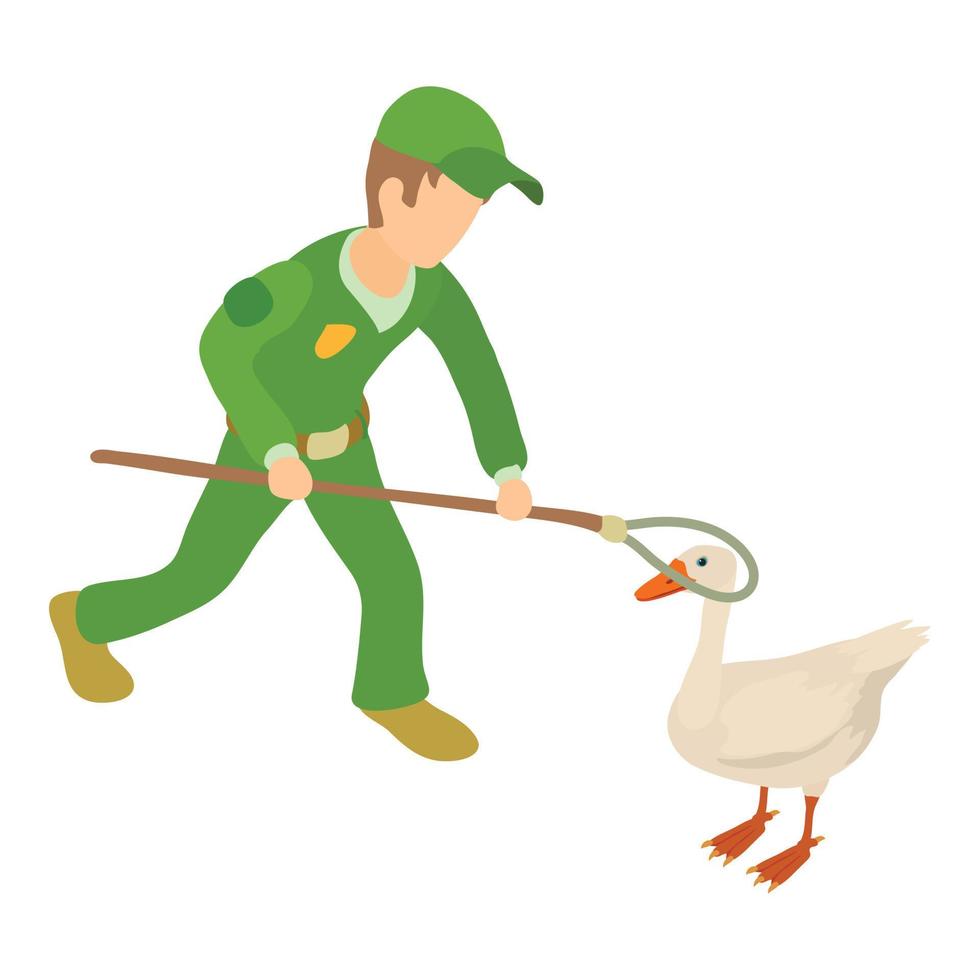 Catching goose icon, isometric style vector