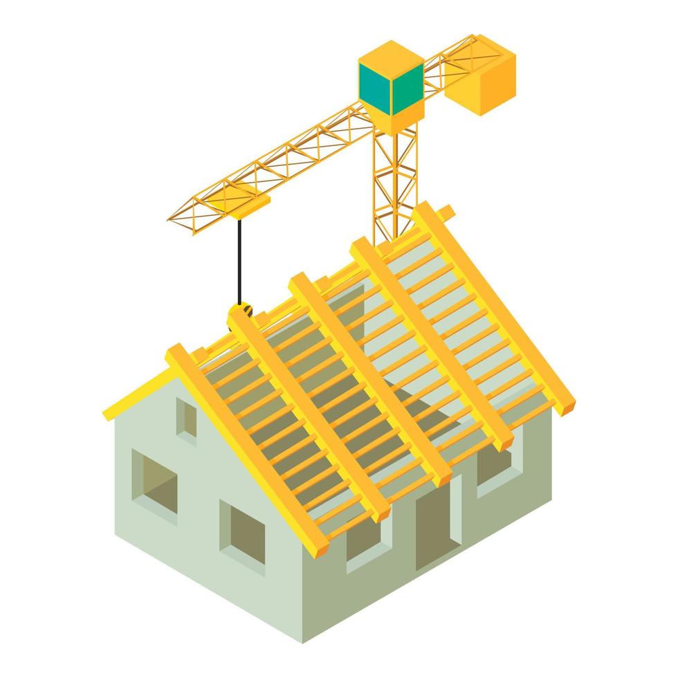 Housing construction icon, isometric style vector