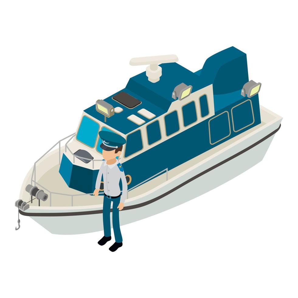 Warship icon, isometric style vector