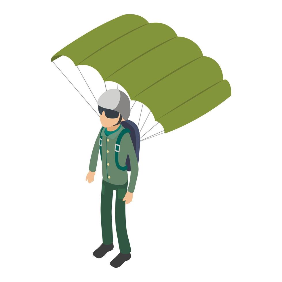 Skydiver icon, isometric style vector