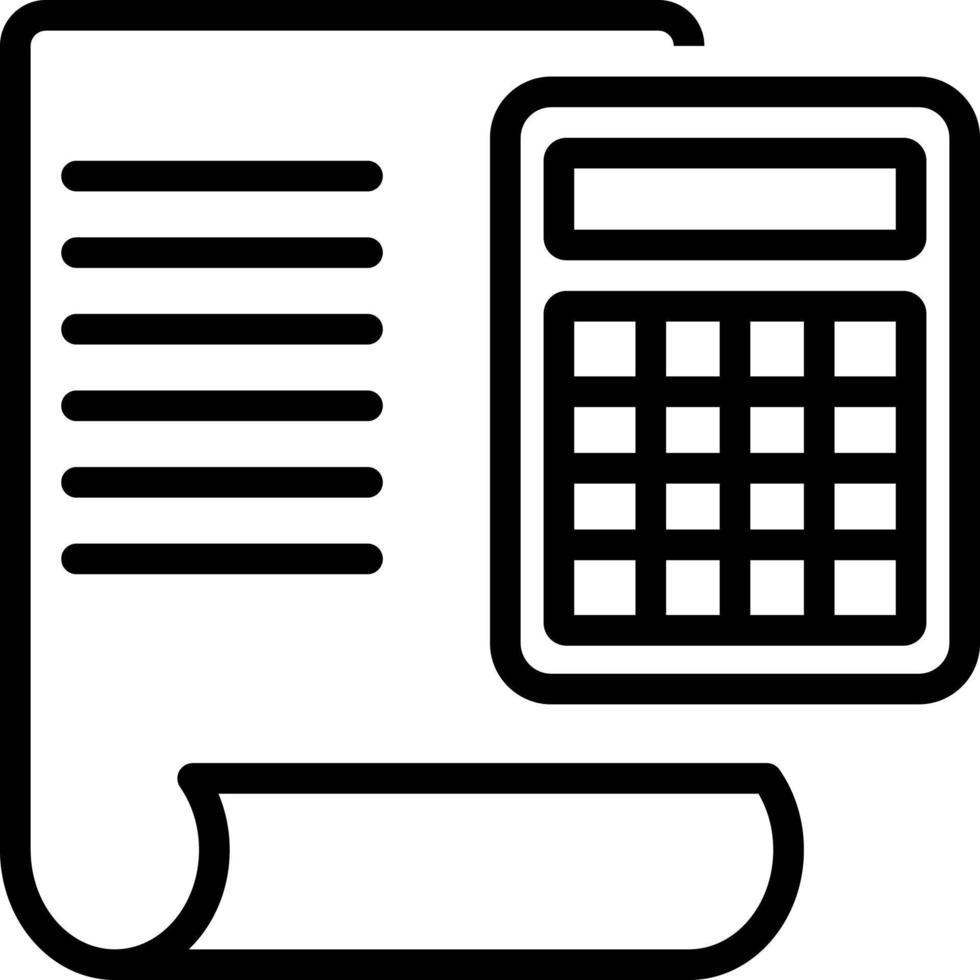 line icon for accounting, calculator, finance, addition, calculate, document, estimation,logo,symbol,shape,vector,sign,logotype,icon,illustration vector