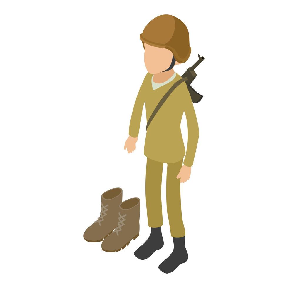 Army soldier icon, isometric style vector