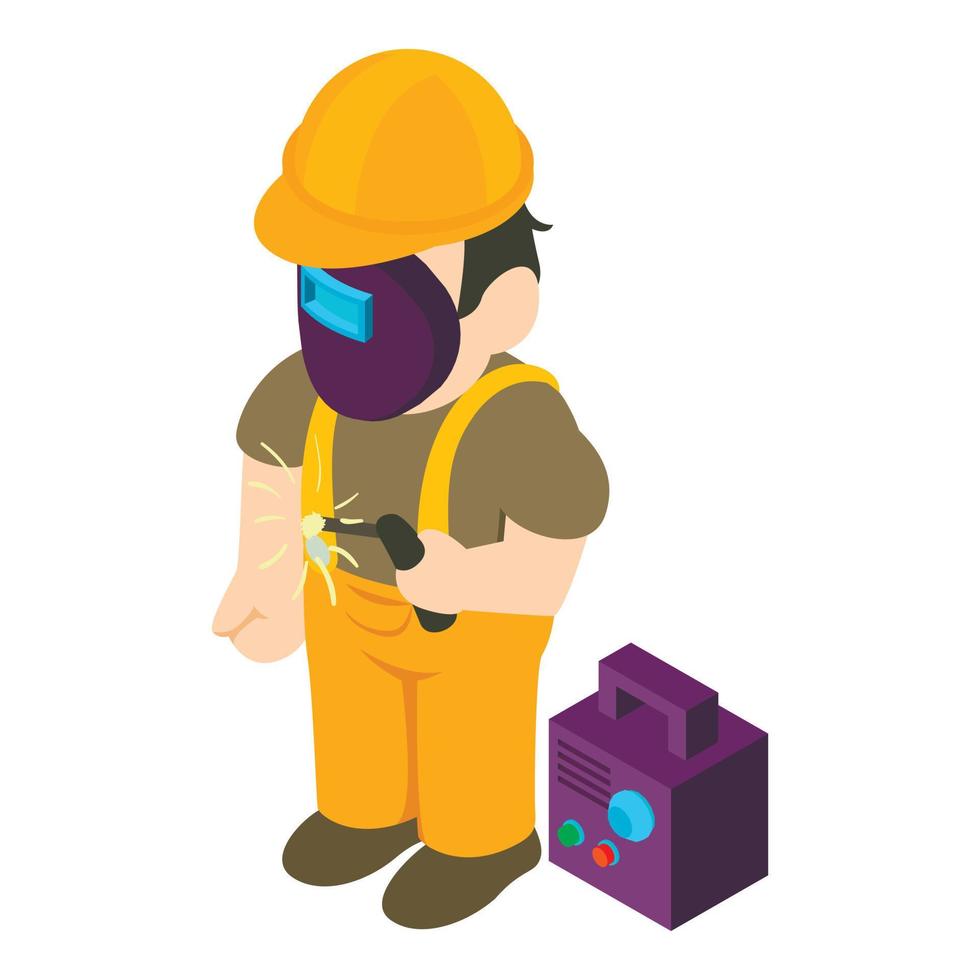 Welder icon, isometric style vector