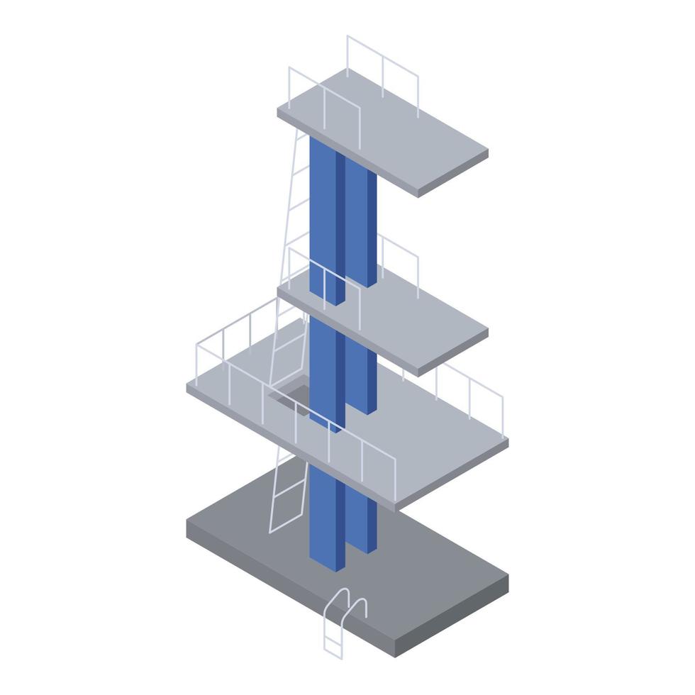 Pool diving tower icon, isometric style vector