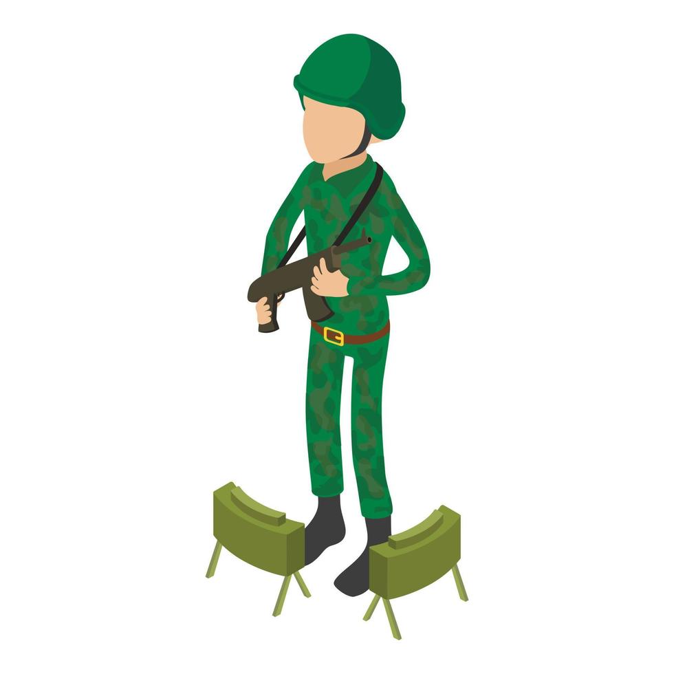 Border guard icon, isometric style vector