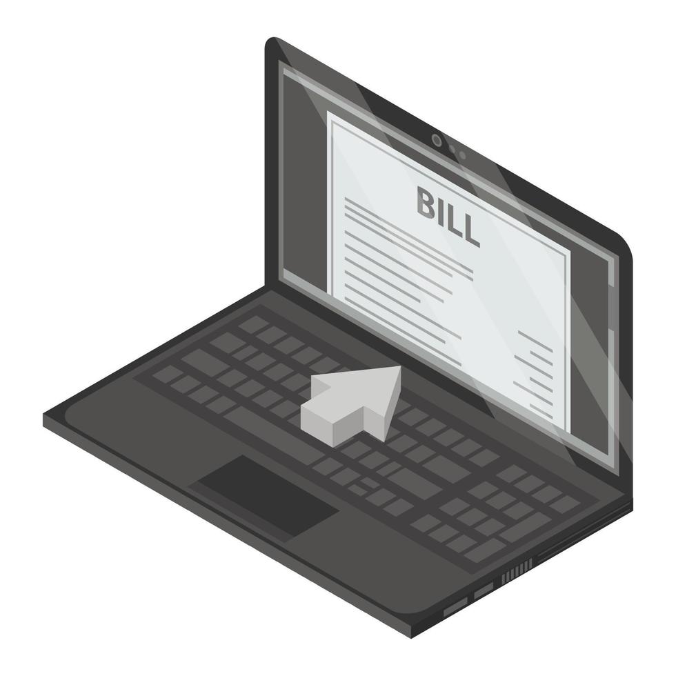 Laptop bill icon, isometric style vector