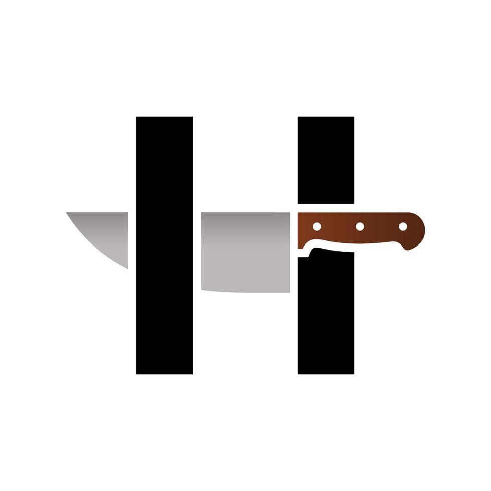 logotipo inicial del cuchillo h vector