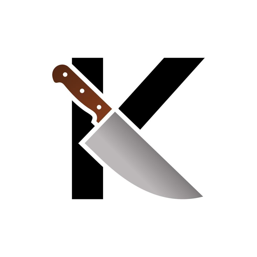 logotipo inicial del cuchillo k vector