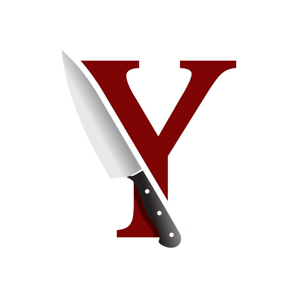 Initial Y Kitchen Knife vector
