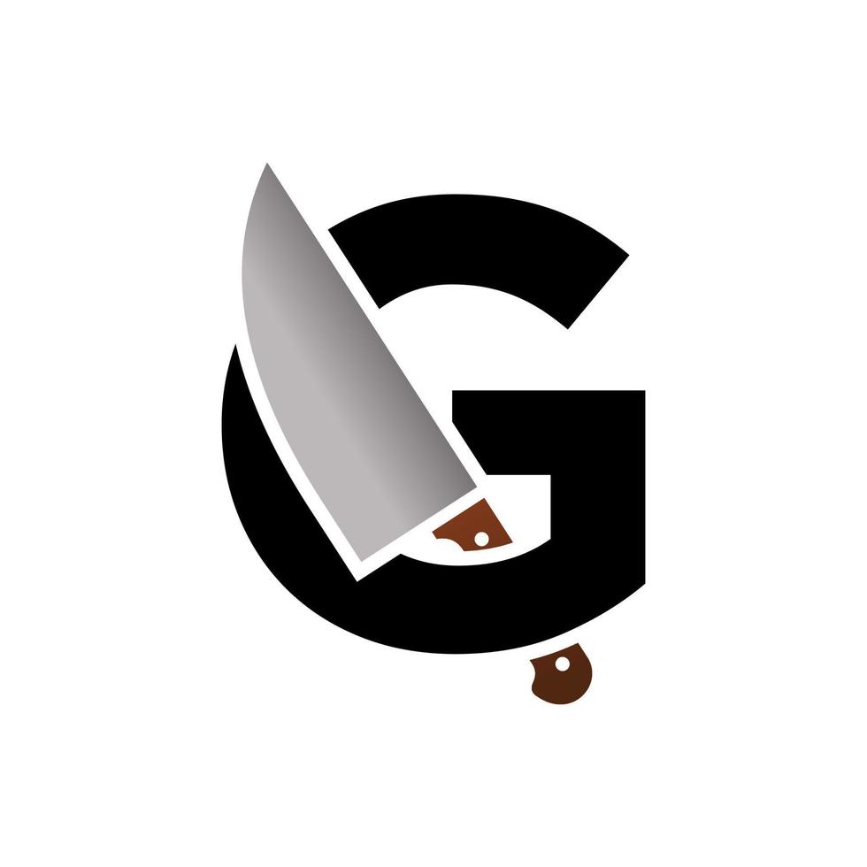 cuchillo inicial g logo vector