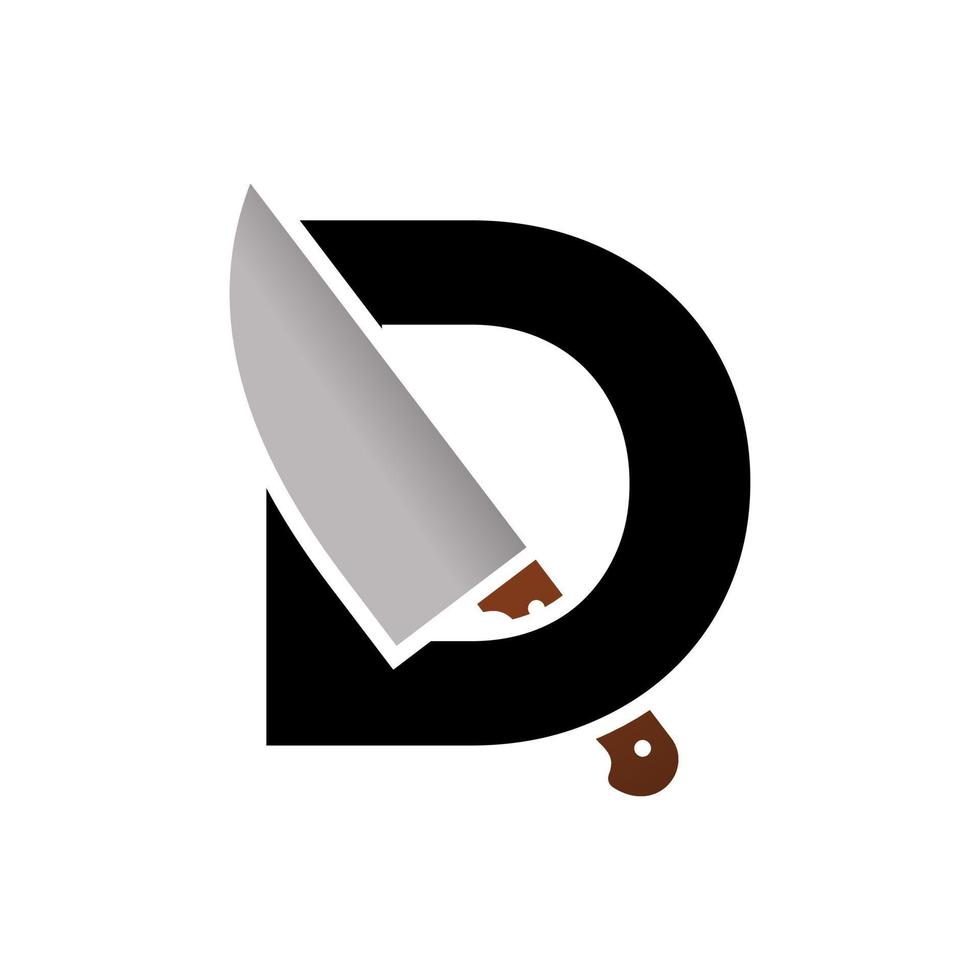 logotipo inicial del cuchillo d vector