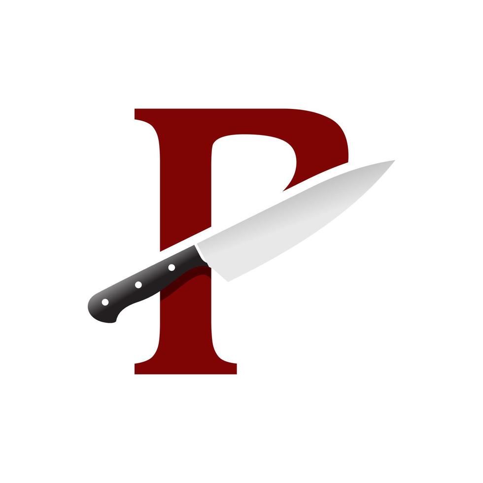 cuchillo de cocina p inicial vector