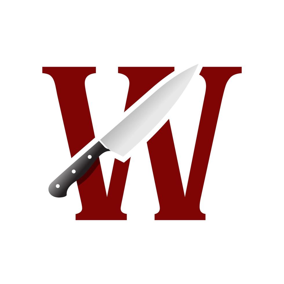 Initial W Kitchen Knife vector