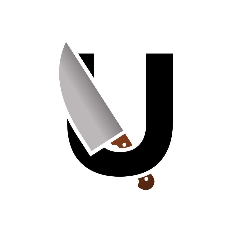 cuchillo inicial u logotipo vector