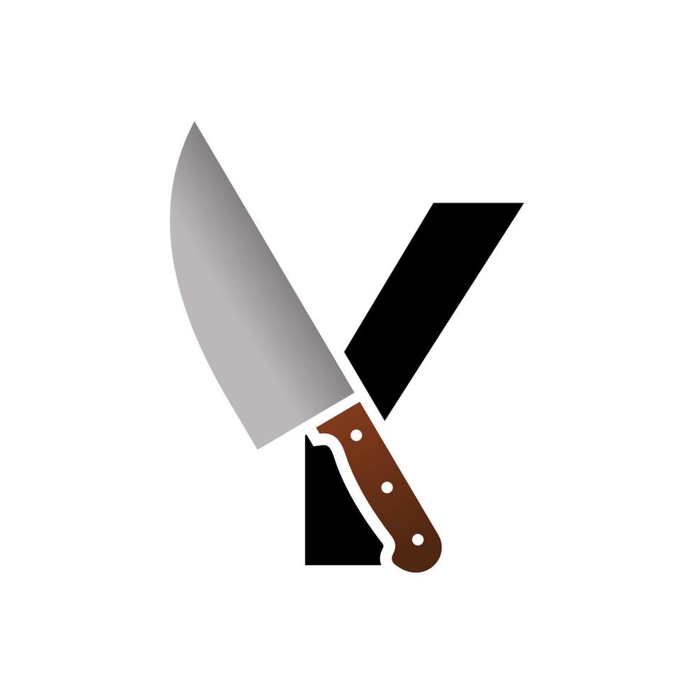 cuchillo inicial y logo vector