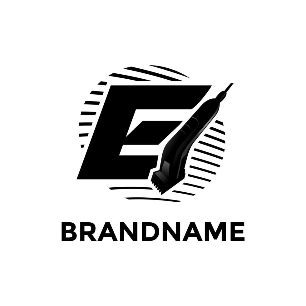 Initial E Shaving Machine Logo vector