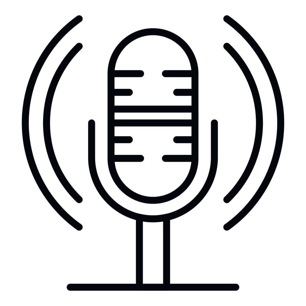 Loud microphone icon, outline style vector