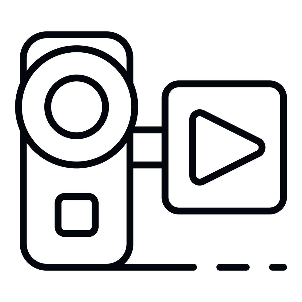 icono de cámara de blog en vivo de video, estilo de esquema vector