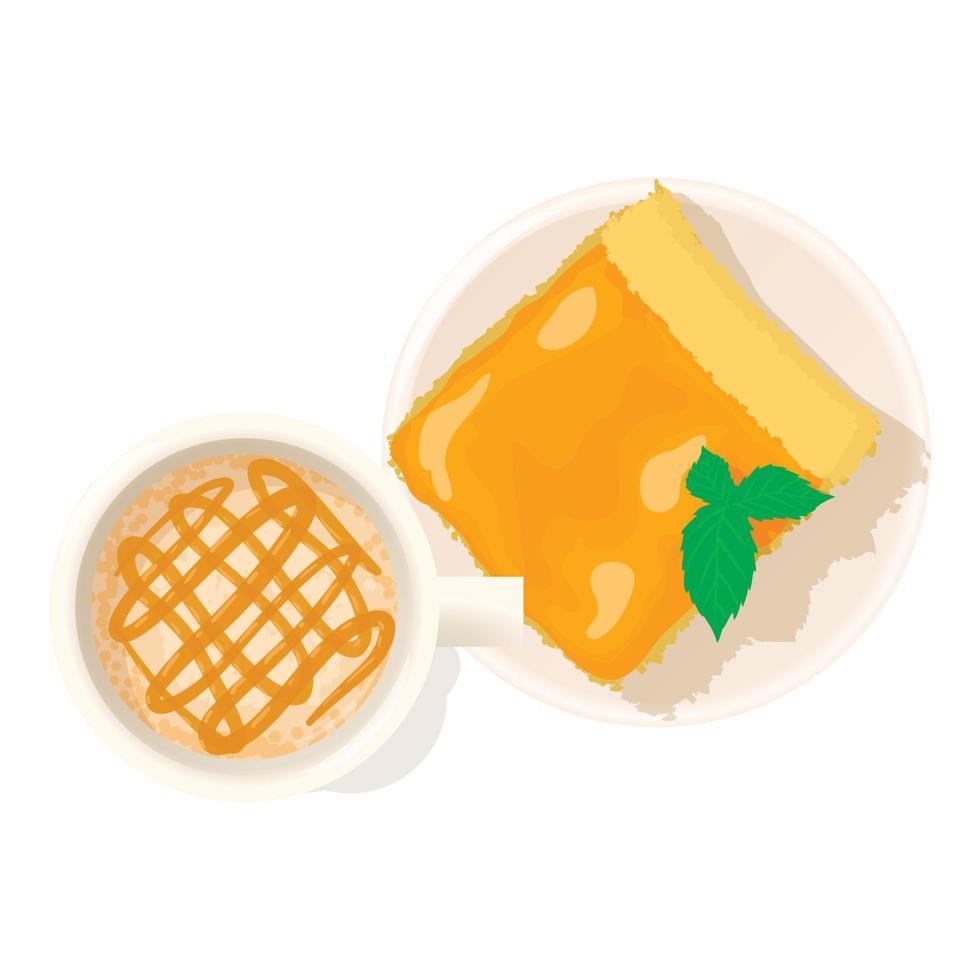 Apricot cheesecake icon, isometric style vector