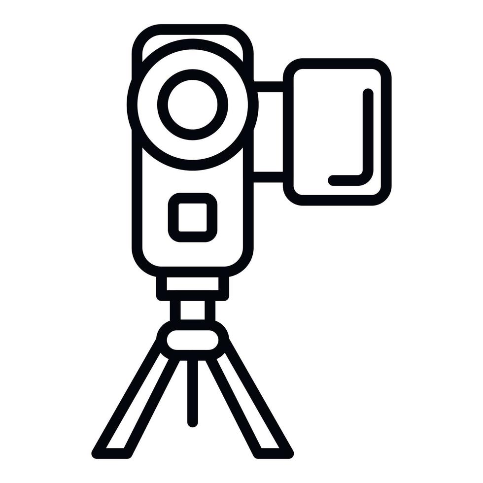 icono de cámara de video, estilo de esquema vector