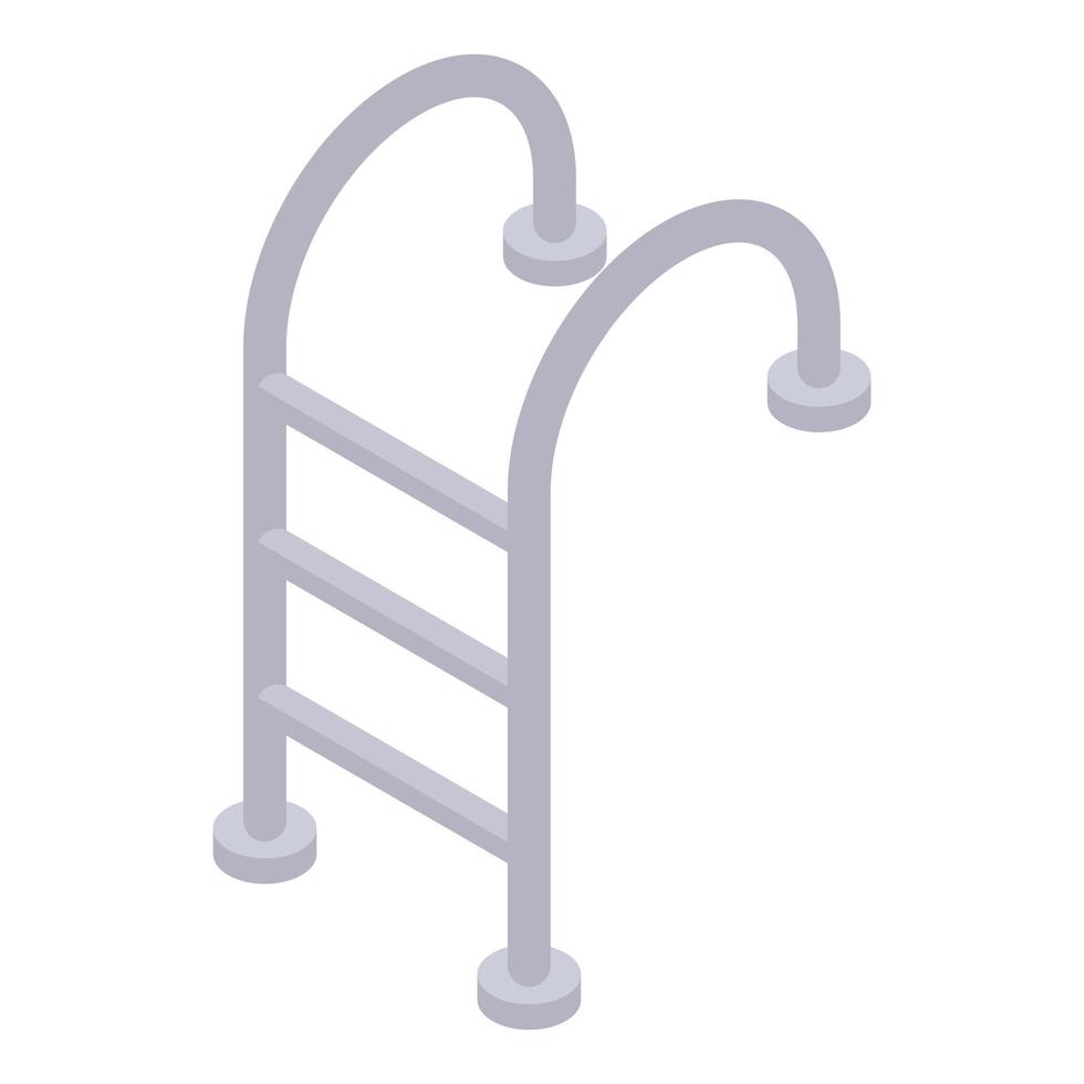 Metal pool stairs icon, isometric style vector