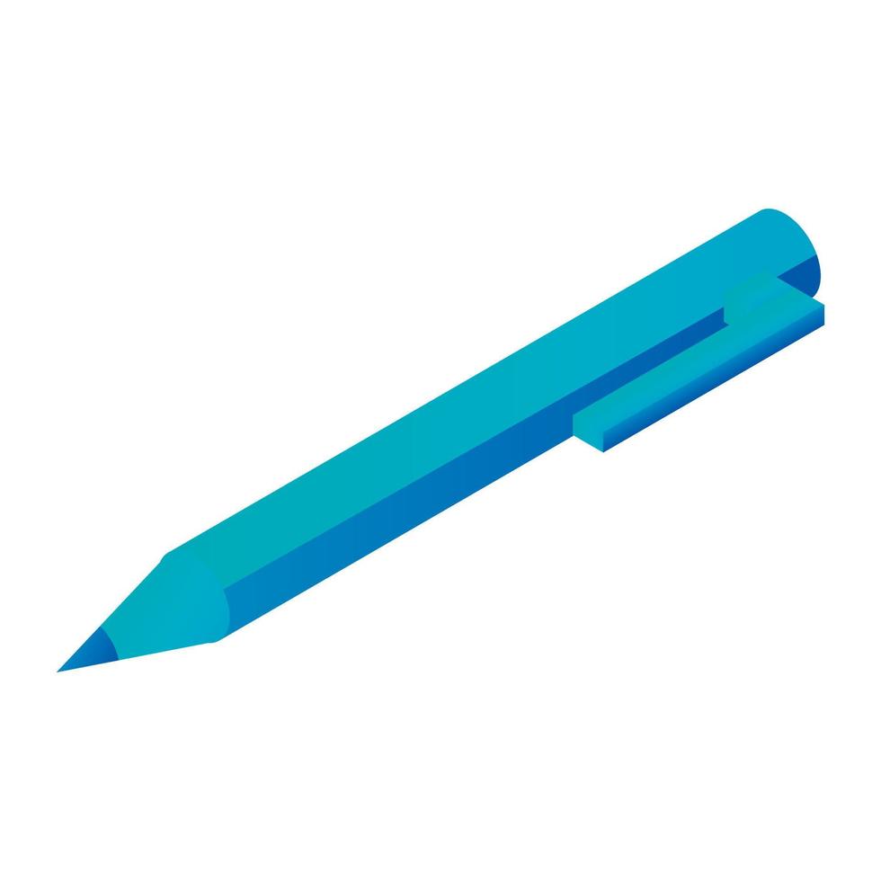 Blue pen icon, isometric style vector