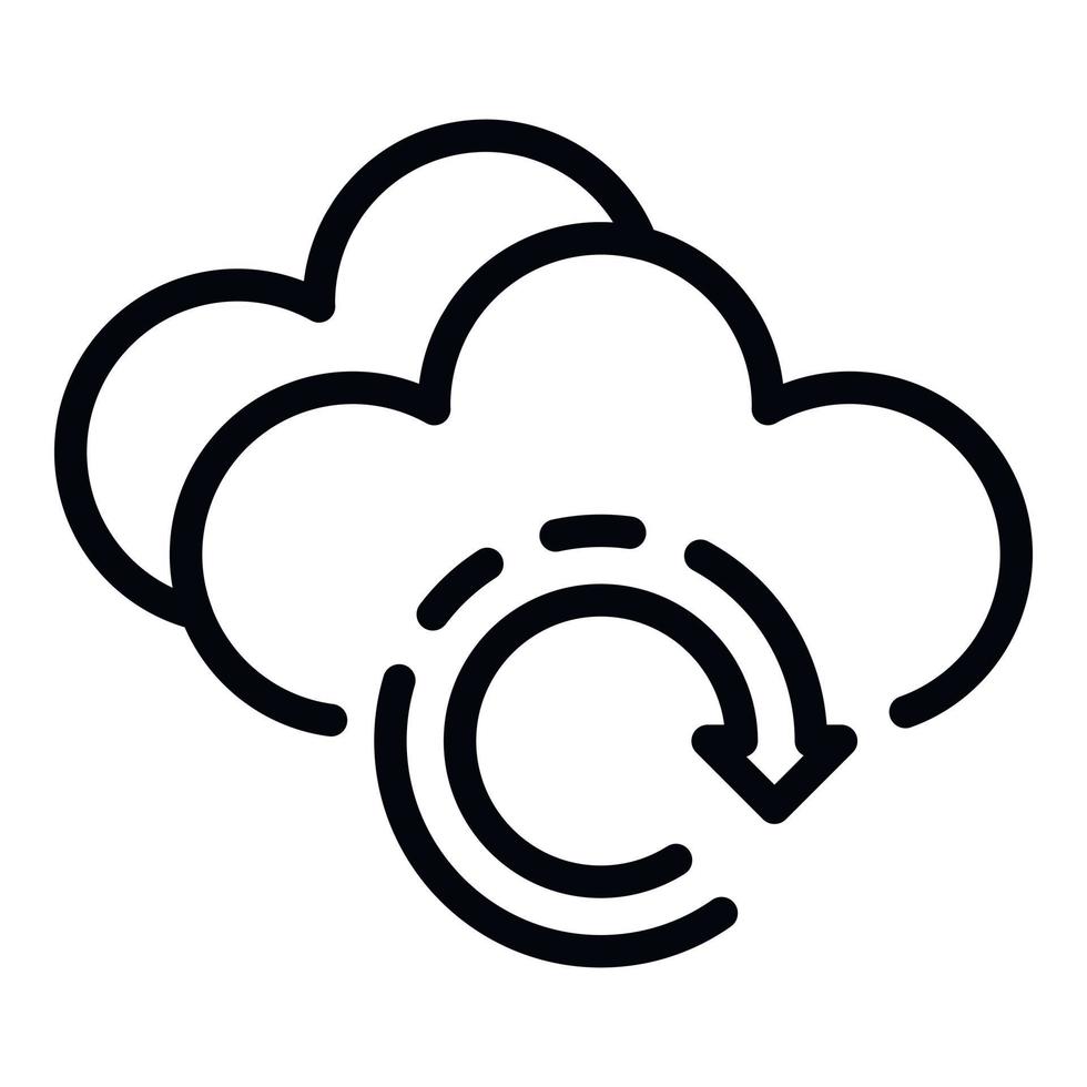 icono de sincronización en la nube, estilo de contorno vector